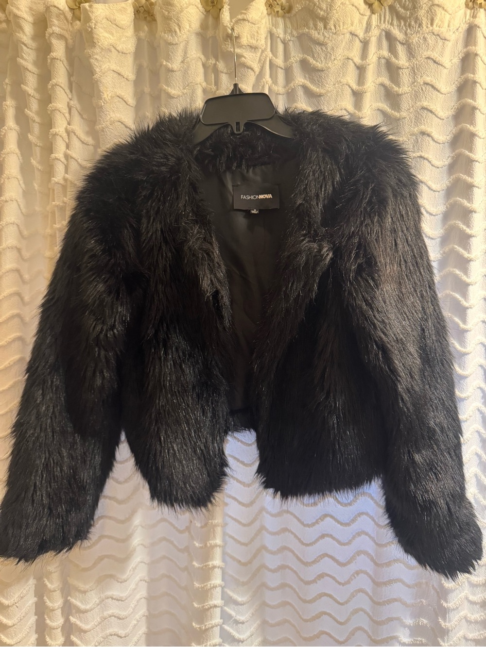 Fashion Nova Black Faux Fur Teddy Jacket